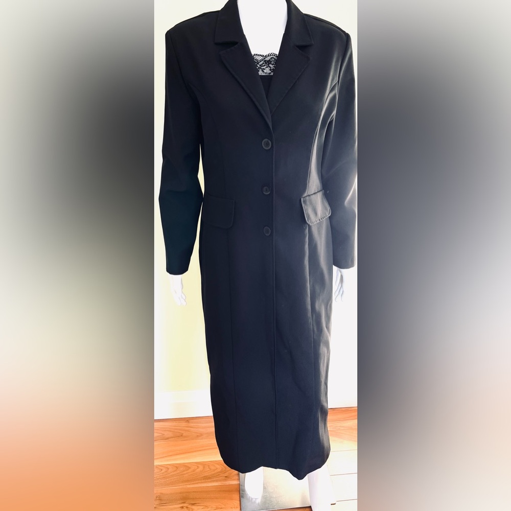 Penmas black light raincoat maxi jacket double collar three buttons ling slit 12